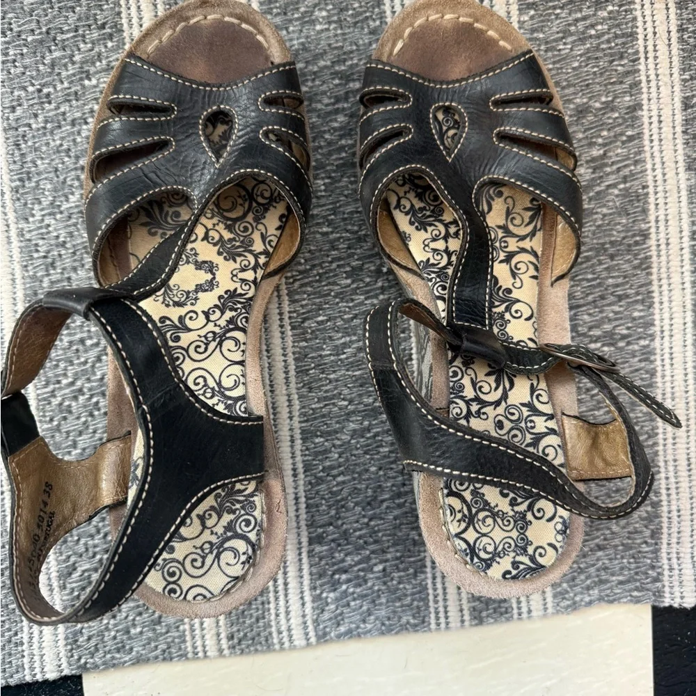 Fly London Black and Gray Patterned Wedges - Picture 6 of 7